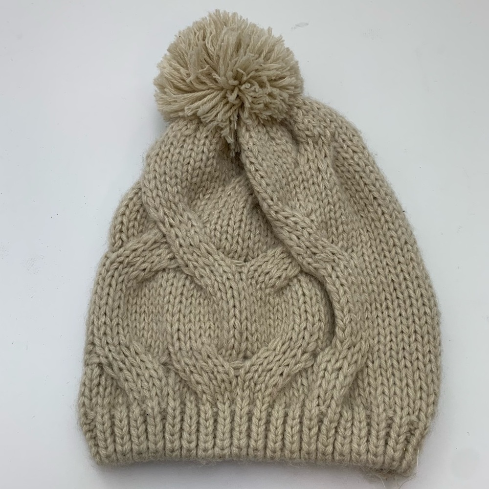 Rue21 Cream Cable Knit Beanie With Pom Pom